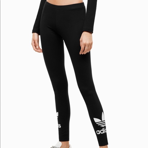 adidas trefoil black leggings